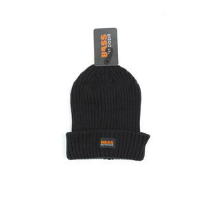 Bass Outdoor Women Logo Ribbed Knit Stretch Beanie Black One Size